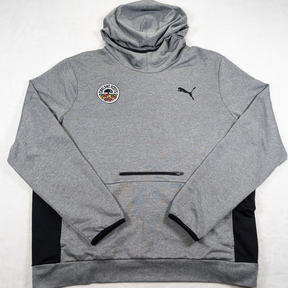 Oakland Roots SC x Puma Hoodie Mens XXL Gray Moisture Wicking Pullover Sweats